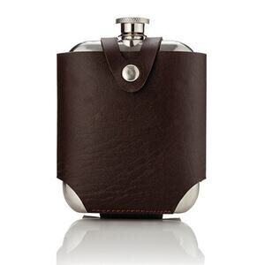 Stainless Steel Flask with Faux Leather Cover